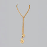 Golden Orchid Cascade Necklace - gold floral lariat necklace by Sucra