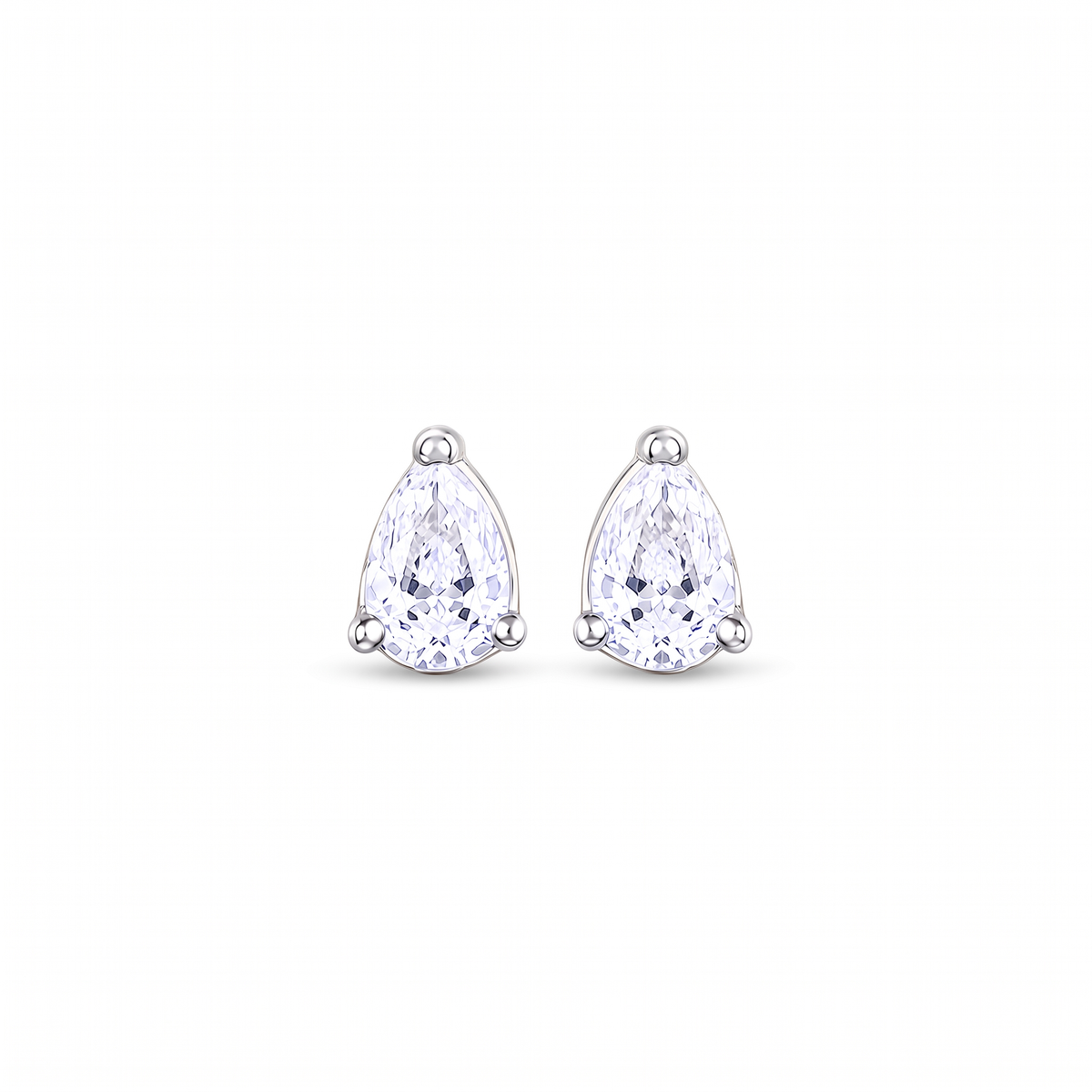 Facet Pear Solitaire Set - silver CZ pear stud earrings by Sucra