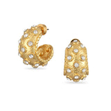 Lustre Forge Hoop Earrings - gold crystal textured hoop earrings by Sucra