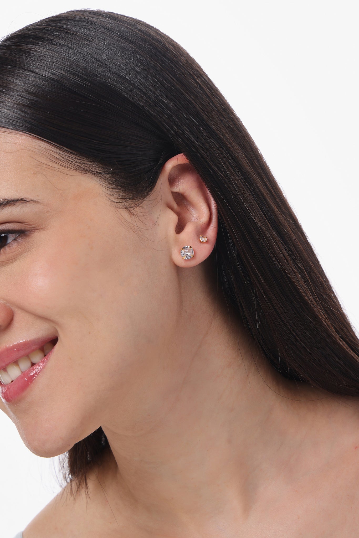 Facet Duo Studs - gold CZ stud earrings by Sucra