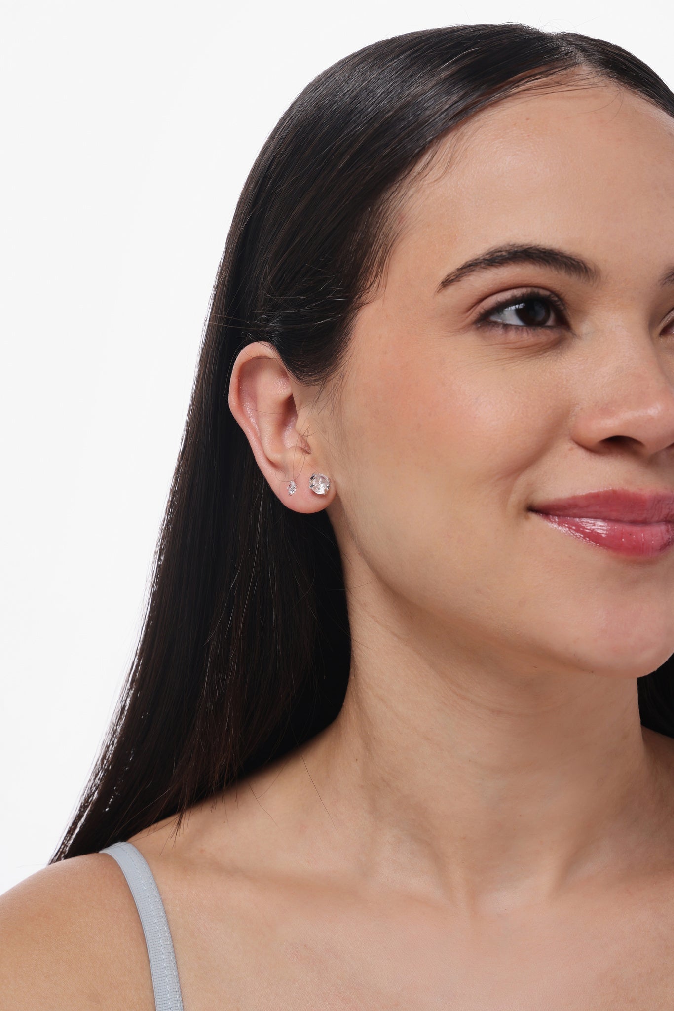 Facet Duo Studs - gold CZ stud earrings by Sucra